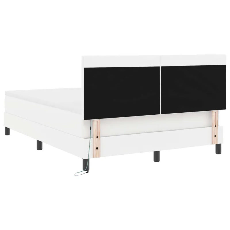 Kiemas lova su čiužiniu Balta 160 x 200 cm Dirbtinė oda