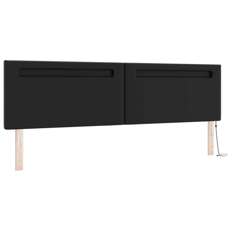 Kiemas lova su čiužiniu su LED Juoda 200 x 200 cm Dirbtinė oda