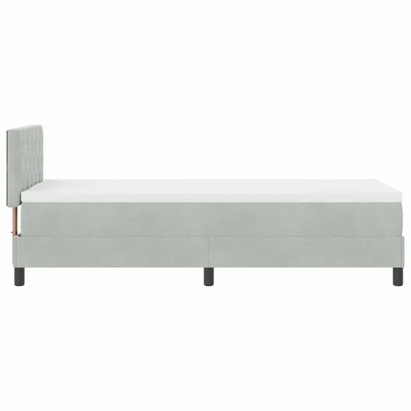 Kiemas lova su čiužiniu Šviesiai pilka 80 x 200 cm Aksomas