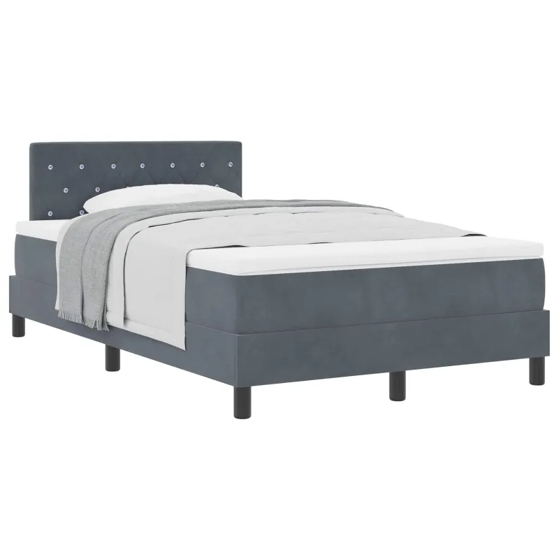 Kiemas lova su čiužiniu Tamsiai pilka 120 x 200 cm Aksomas