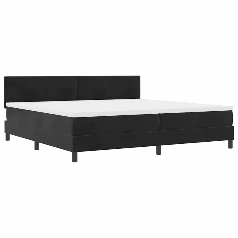 Kiemas lova su čiužiniu Juoda 200 x 200 cm Aksomas