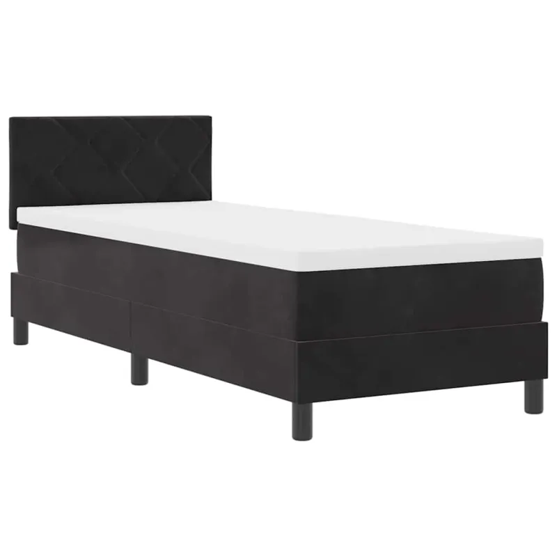 Kiemas lova su čiužiniu su galvūgalio Juoda 80 x 200 cm Aksomas
