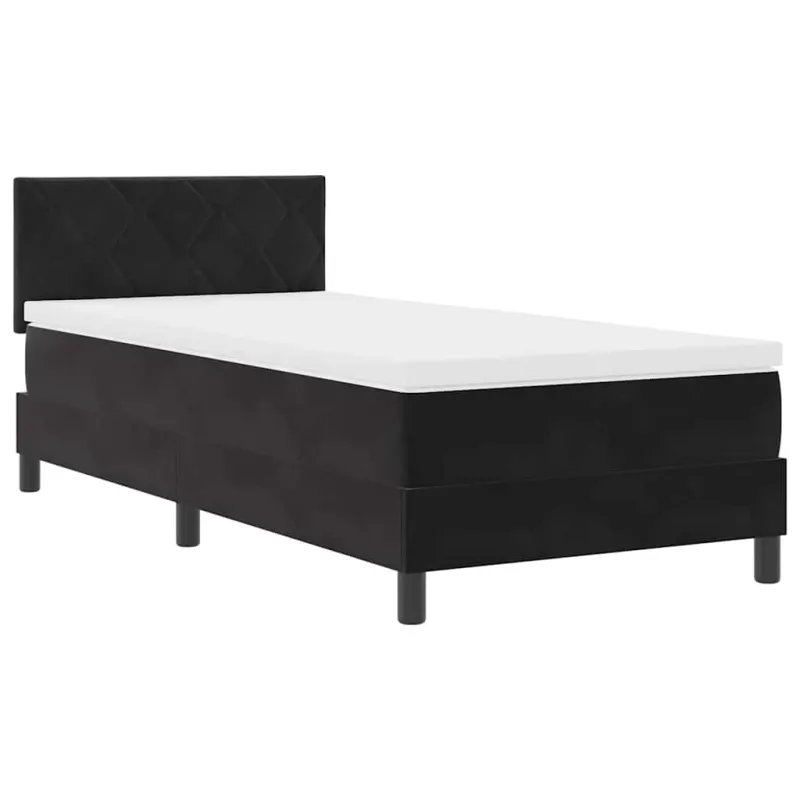Kiemas lova su čiužiniu su galvūgalio Juoda 90 x 200 cm Aksomas