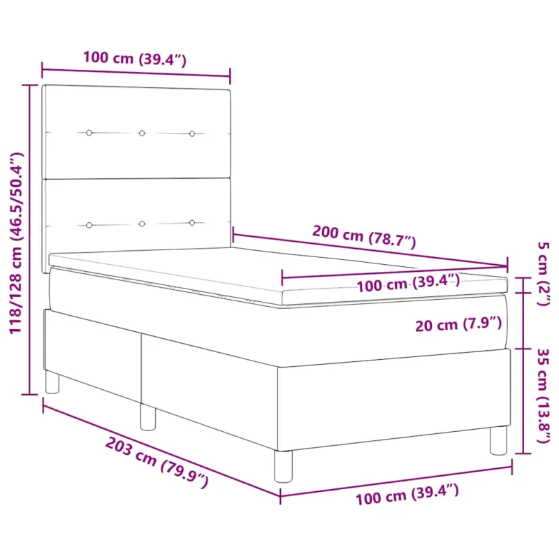Kiemas lova su čiužiniu Mėlyna 100 x 200 cm audinys