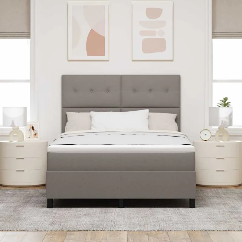 Kiemas lova su čiužiniu Taupe 140 x 190 cm audinys