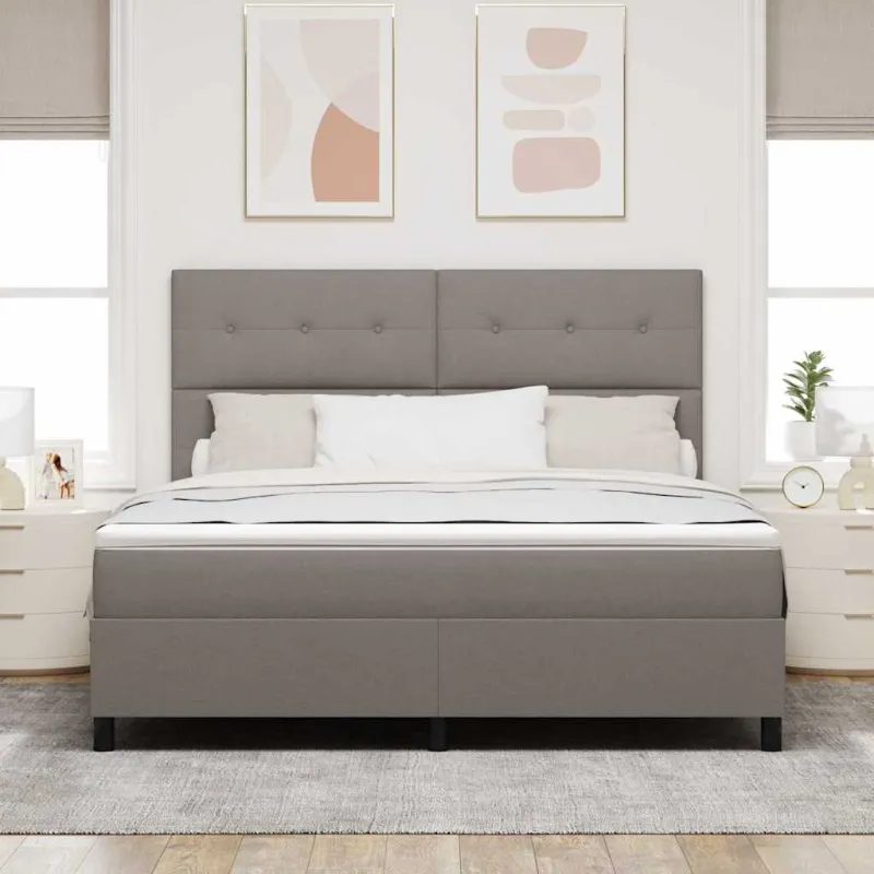 Kiemas lova su čiužiniu Taupe 180 x 200 cm audinys