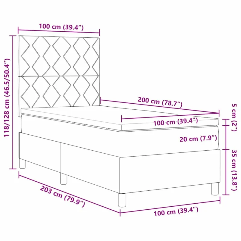 Kiemas lova su čiužiniu Mėlyna 100 x 200 cm audinys