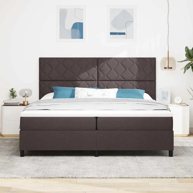 Kiemas lova su čiužiniu Tamsiai rudas 200 x 200 cm audinys