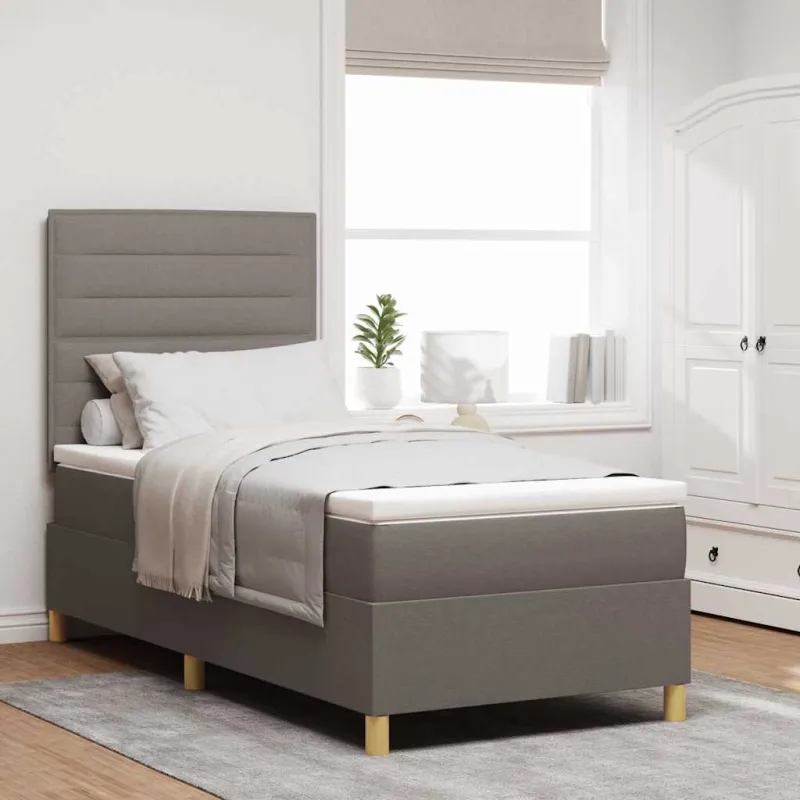 Kiemas lova su čiužiniu su galvūgalio Taupe 90 x 190 cm audinys