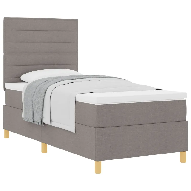 Kiemas lova su čiužiniu su galvūgalio Taupe 90 x 190 cm audinys