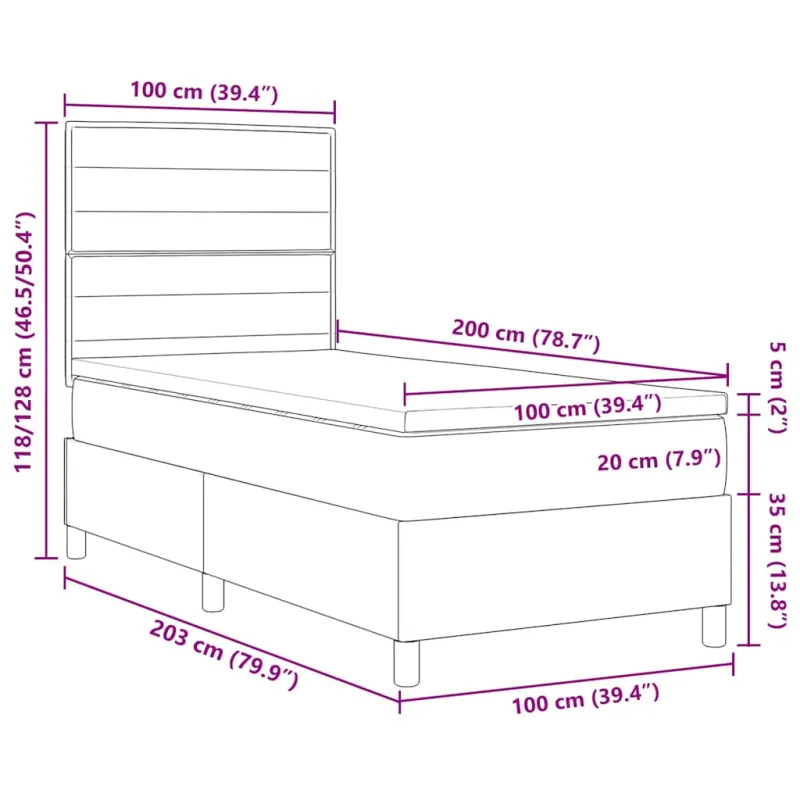 Kiemas lova su čiužiniu Tamsiai rudas 100 x 200 cm audinys