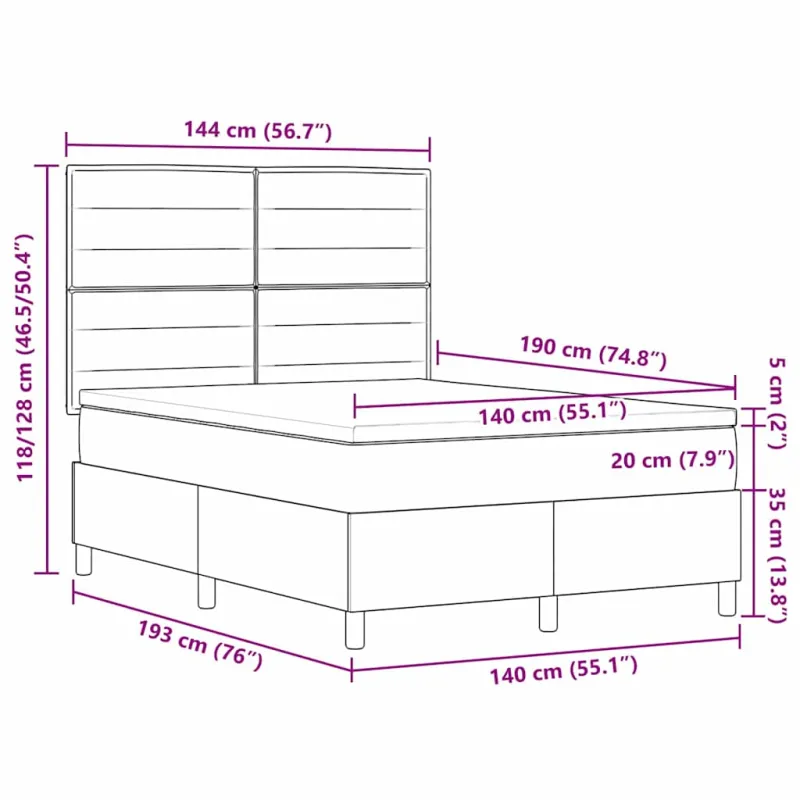 Kiemas lova su čiužiniu Mėlyna 140 x 190 cm audinys