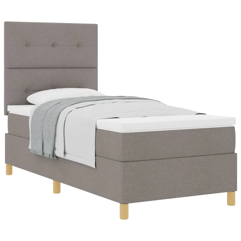 Kiemas lova su čiužiniu su galvūgalio Taupe 90 x 190 cm audinys