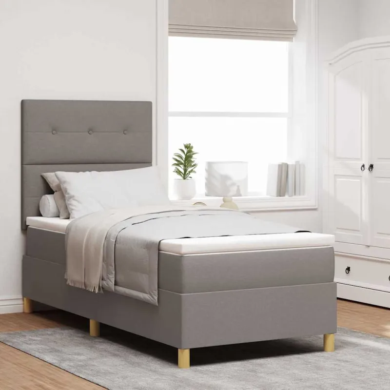 Kiemas lova su čiužiniu su galvūgalio Taupe 90 x 200 cm audinys