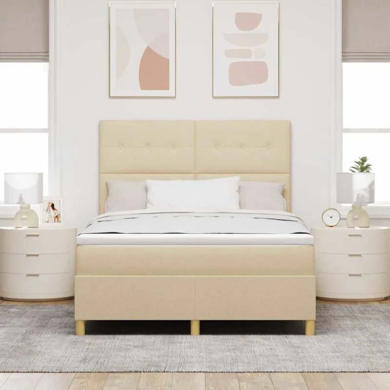 Kiemas lova su čiužiniu Kreminė 160 x 200 cm audinys