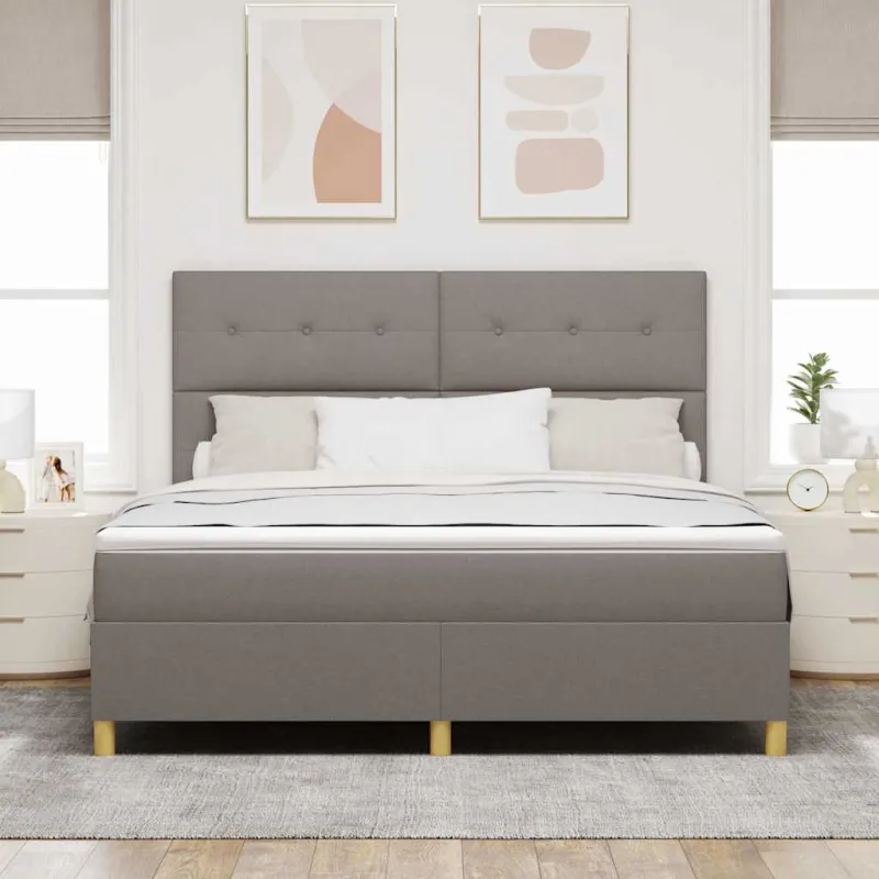 Kiemas lova su čiužiniu Taupe 180 x 200 cm audinys
