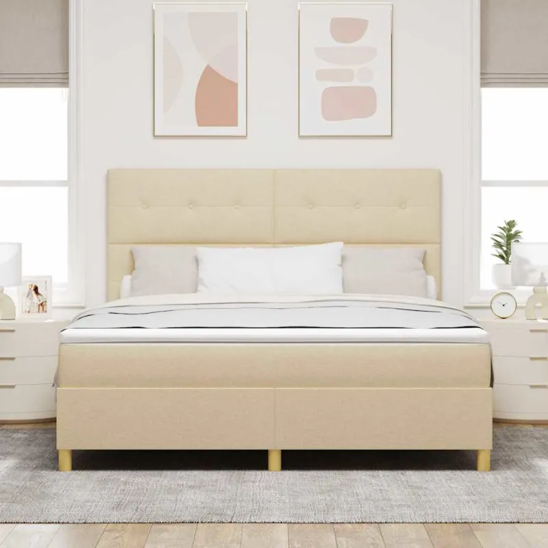 Kiemas lova su čiužiniu Kreminė 180 x 200 cm audinys