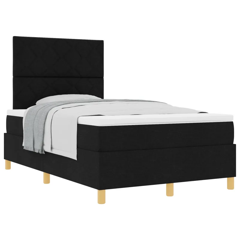 Kiemas lova su čiužiniu Juoda 120 x 200 cm audinys