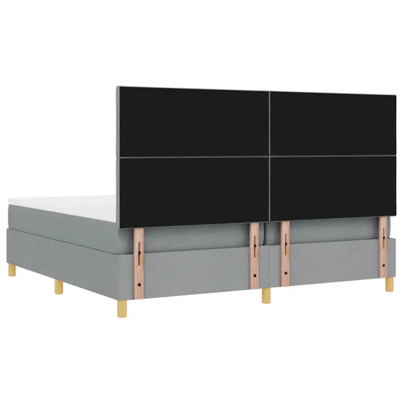 Kiemas lova su čiužiniu Šviesiai pilka 200 x 200 cm audinys