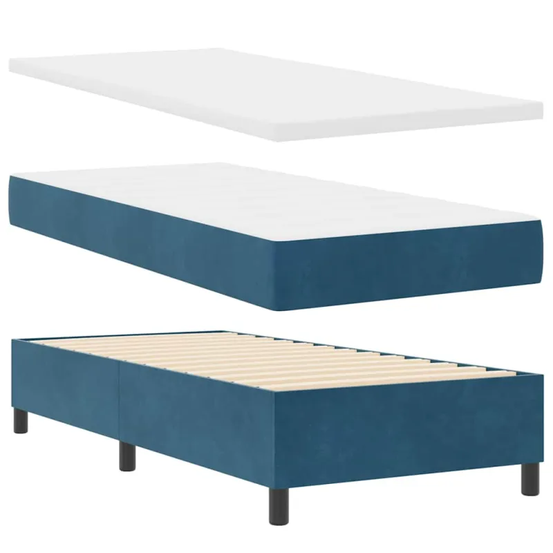 Kiemas lova su čiužiniu Tamsiai mėlyna 80 x 200 cm Aksomas
