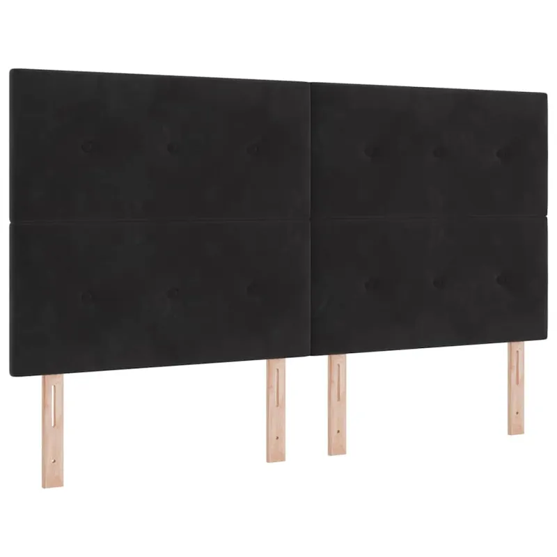 Kiemas lova su čiužiniu Juodas 180 x 200 cm Aksomas
