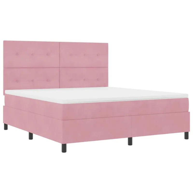Kiemas lova su čiužiniu Rožinė 180 x 200 cm Aksomas