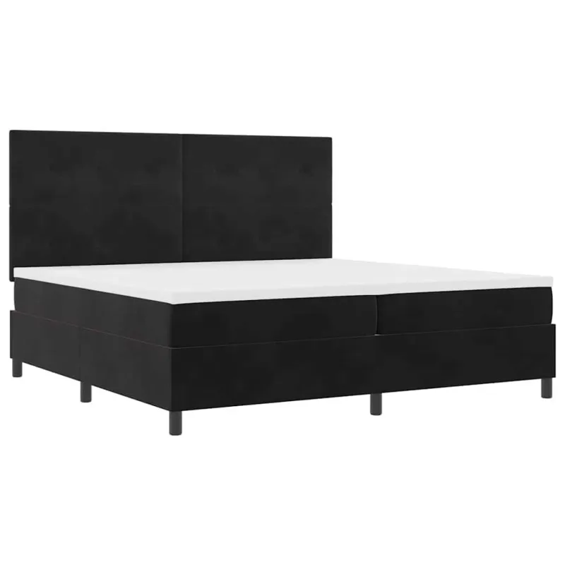 Kiemas lova su čiužiniu Juodas 200 x 200 cm Aksomas