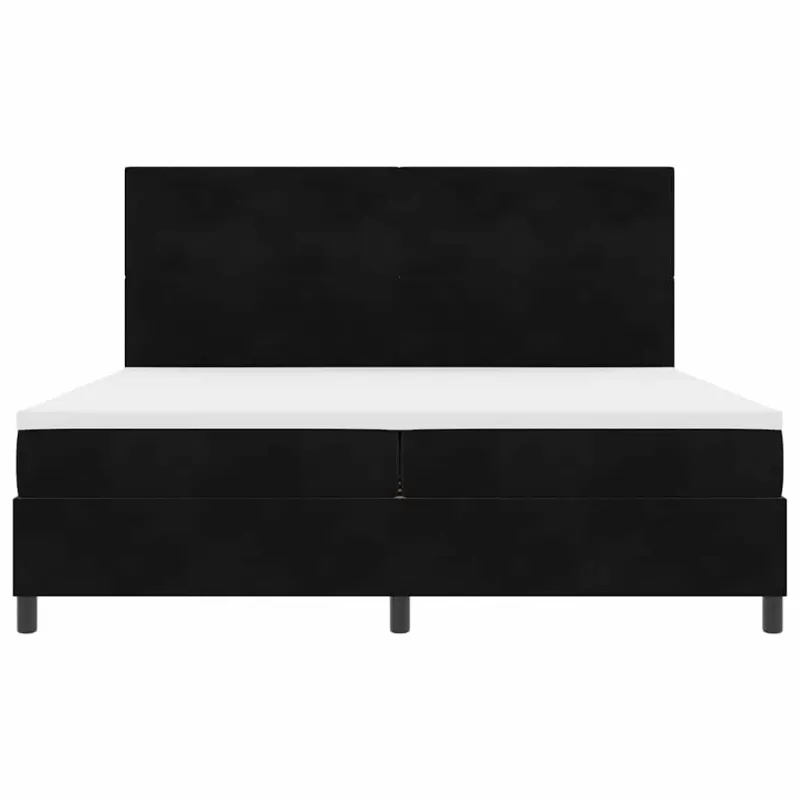 Kiemas lova su čiužiniu Juodas 200 x 200 cm Aksomas