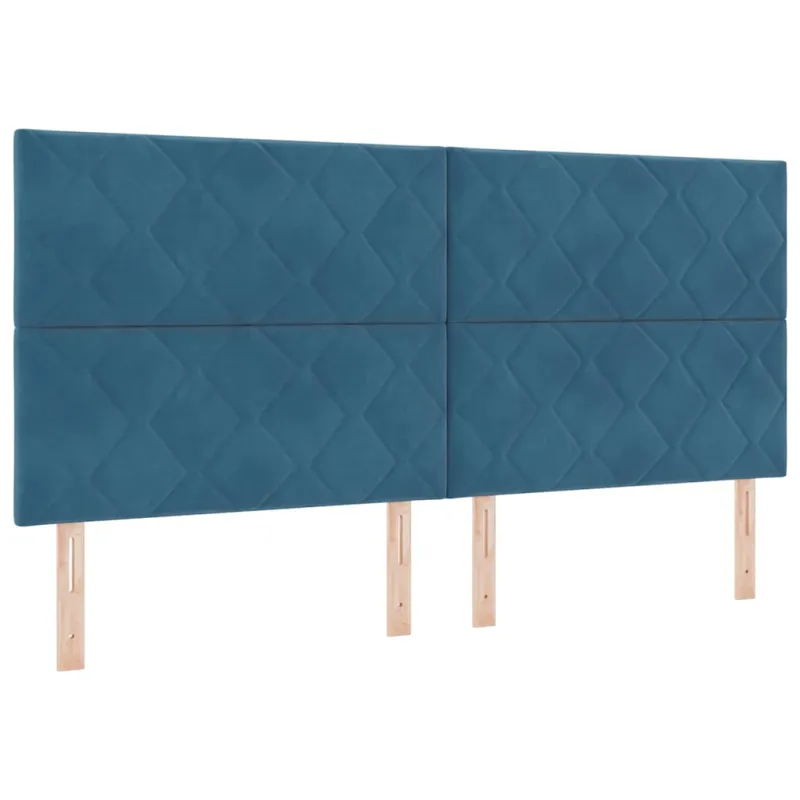 Kiemas lova su čiužiniu Tamsiai mėlyna 200 x 200 cm Aksomas