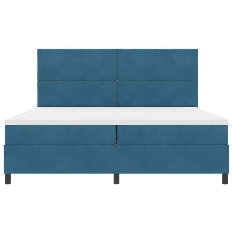 Kiemas lova su čiužiniu Tamsiai mėlyna 200 x 200 cm Aksomas