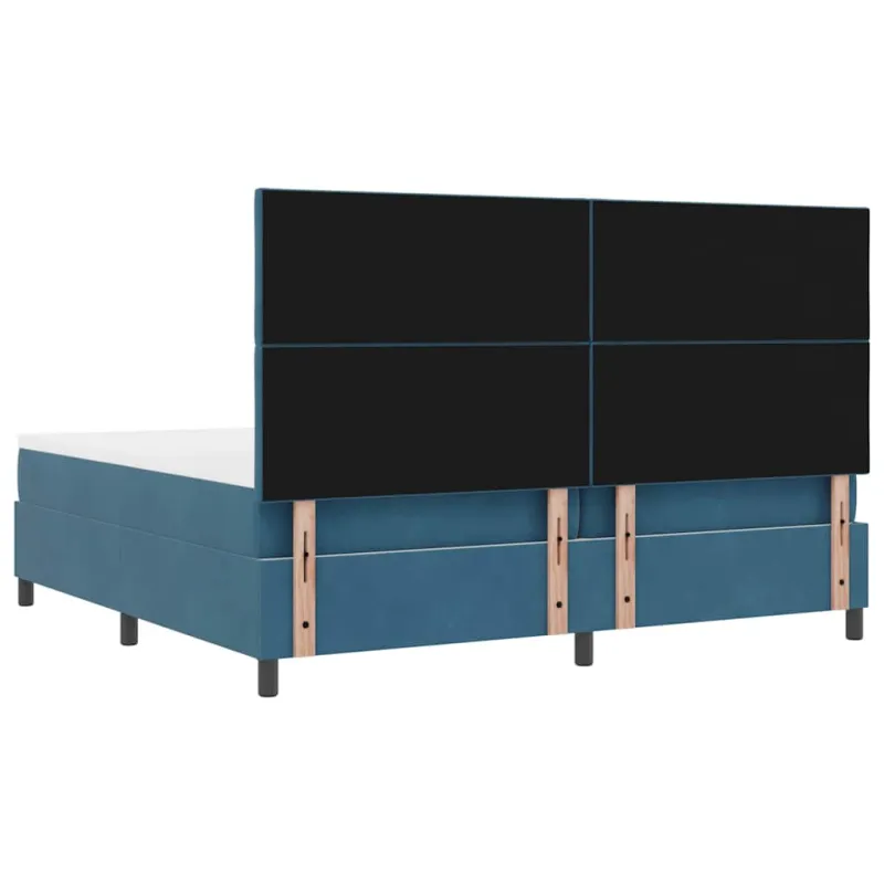 Kiemas lova su čiužiniu Tamsiai mėlyna 200 x 200 cm Aksomas
