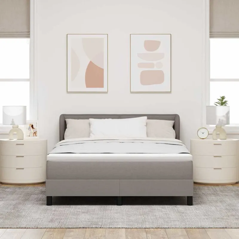 Kiemas lova su čiužiniu Taupe 140 x 200 cm audinys