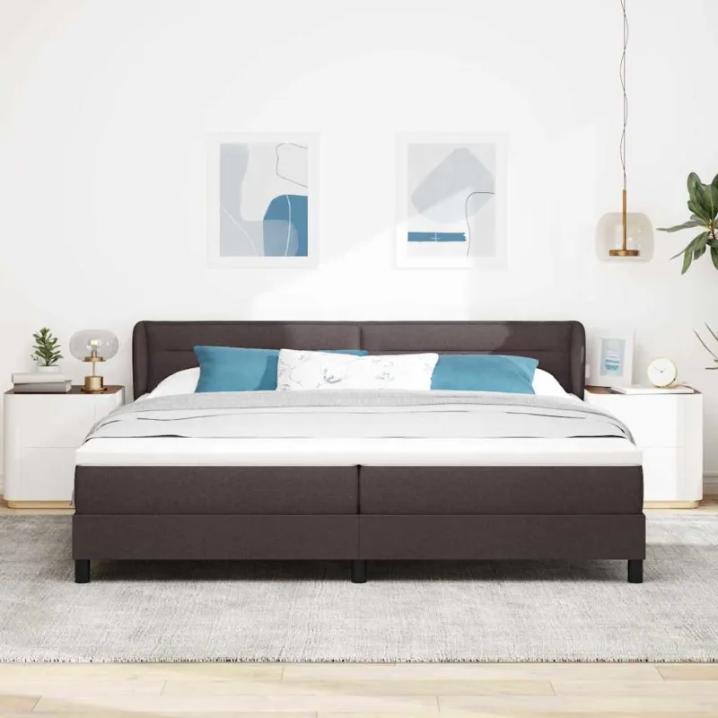 Kiemas lova su čiužiniu Tamsiai rudas 200 x 200 cm audinys