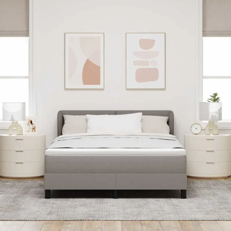 Kiemas lova su čiužiniu Taupe 140 x 200 cm audinys