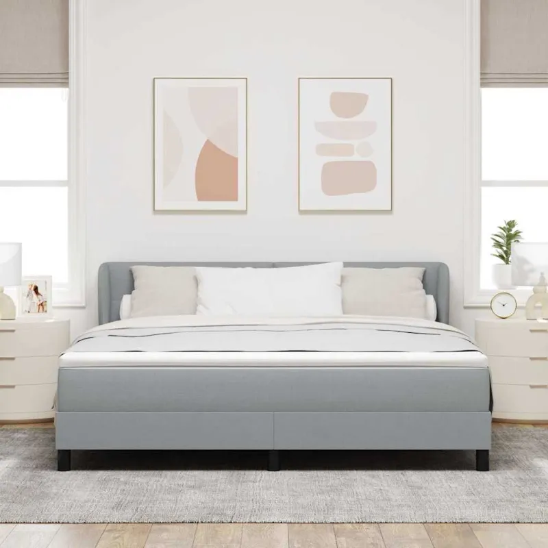 Kiemas lova su čiužiniu Šviesiai pilka 180 x 200 cm audinys