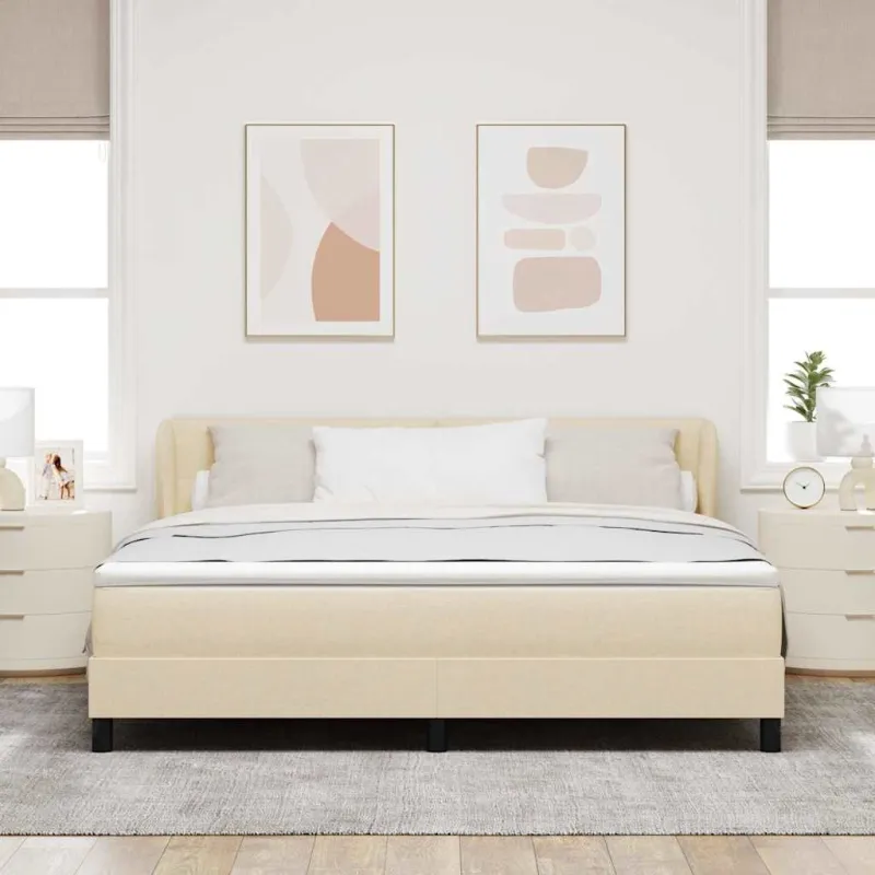 Kiemas lova su čiužiniu Kreminė 180 x 200 cm audinys