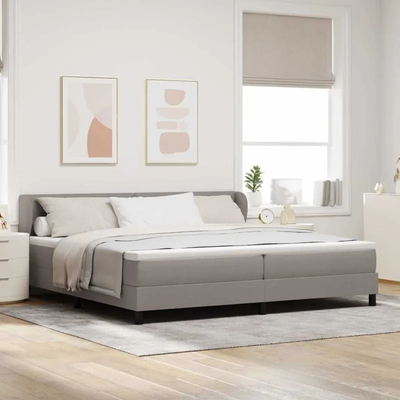 Kiemas lova su čiužiniu Taupe 200 x 200 cm audinys