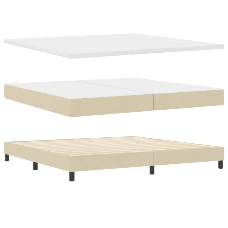 Kiemas lova su čiužiniu Kreminė 200 x 200 cm audinys