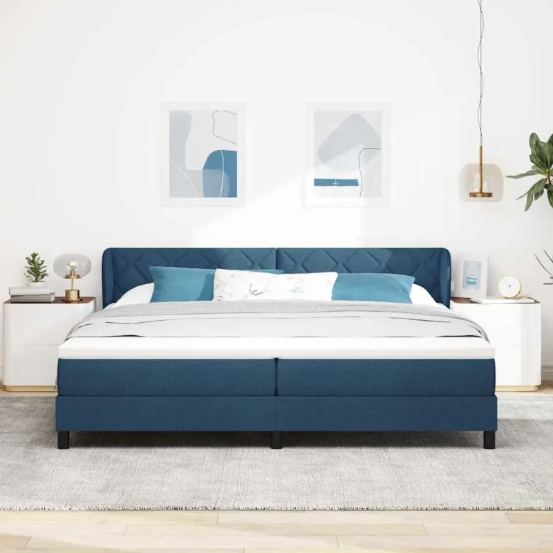 Kiemas lova su čiužiniu Mėlyna 200 x 200 cm audinys