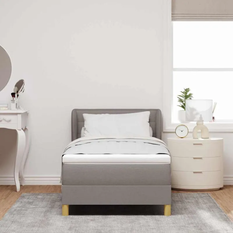 Kiemas lova su čiužiniu su galvūgalio Taupe 80 x 200 cm audinys