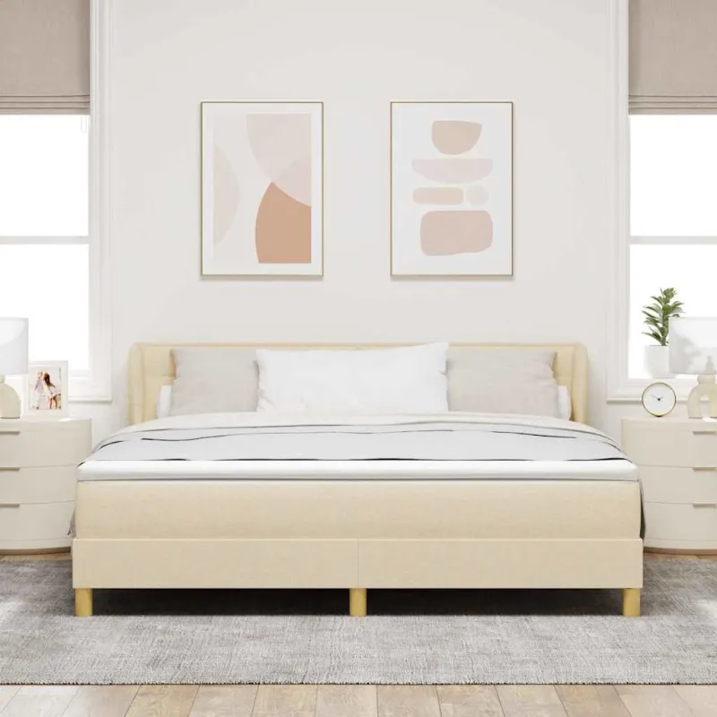Kiemas lova su čiužiniu Kreminė 180 x 200 cm audinys