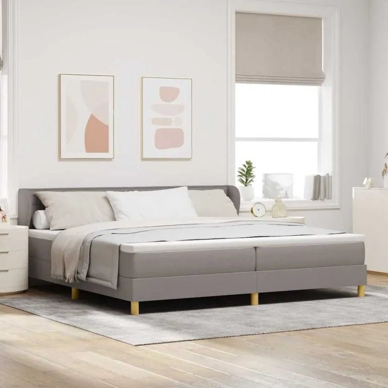 Kiemas lova su čiužiniu Taupe 200 x 200 cm audinys