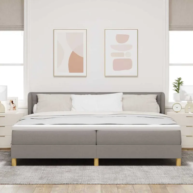 Kiemas lova su čiužiniu Taupe 200 x 200 cm audinys
