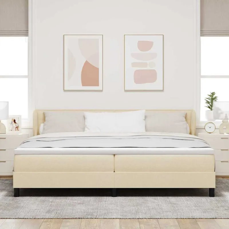 Kiemas lova su čiužiniu Kreminė 200 x 200 cm audinys