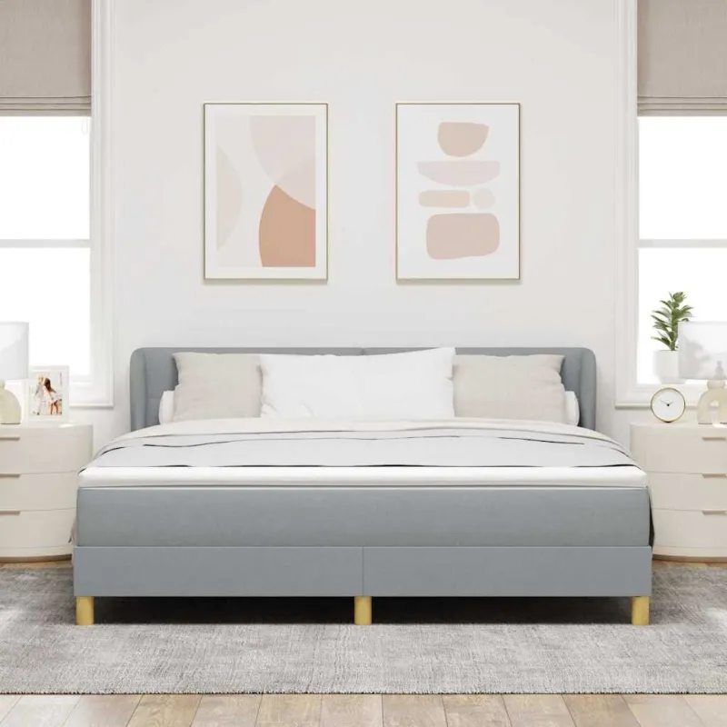 Kiemas lova su čiužiniu Šviesiai pilka 180 x 200 cm audinys