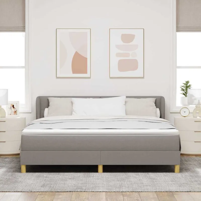 Kiemas lova su čiužiniu Taupe 180 x 200 cm audinys