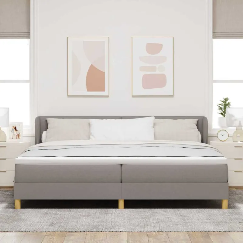 Kiemas lova su čiužiniu Taupe 200 x 200 cm audinys