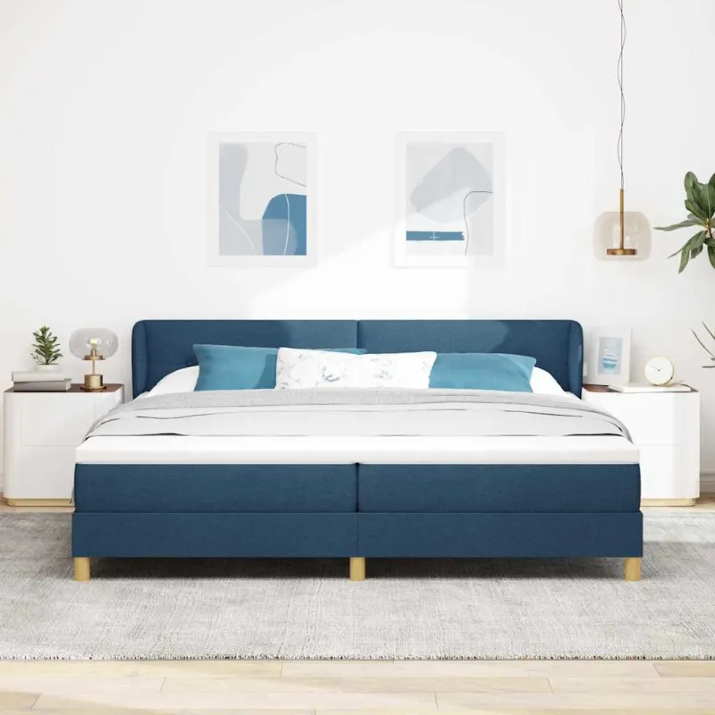 Kiemas lova su čiužiniu Mėlyna 200 x 200 cm audinys