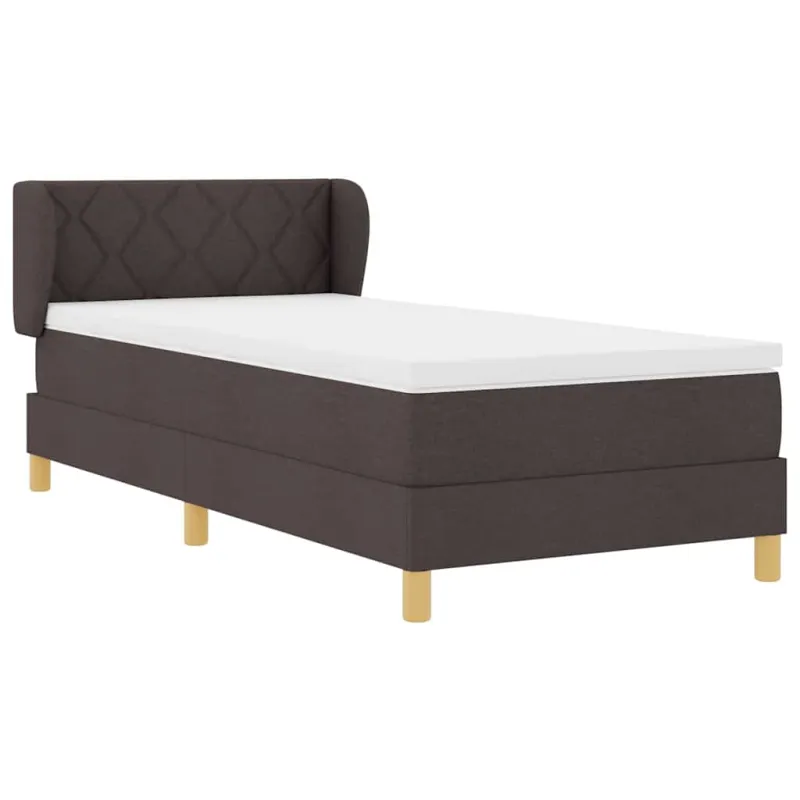 Kiemas lova su čiužiniu Tamsiai rudas 90 x 200 cm audinys