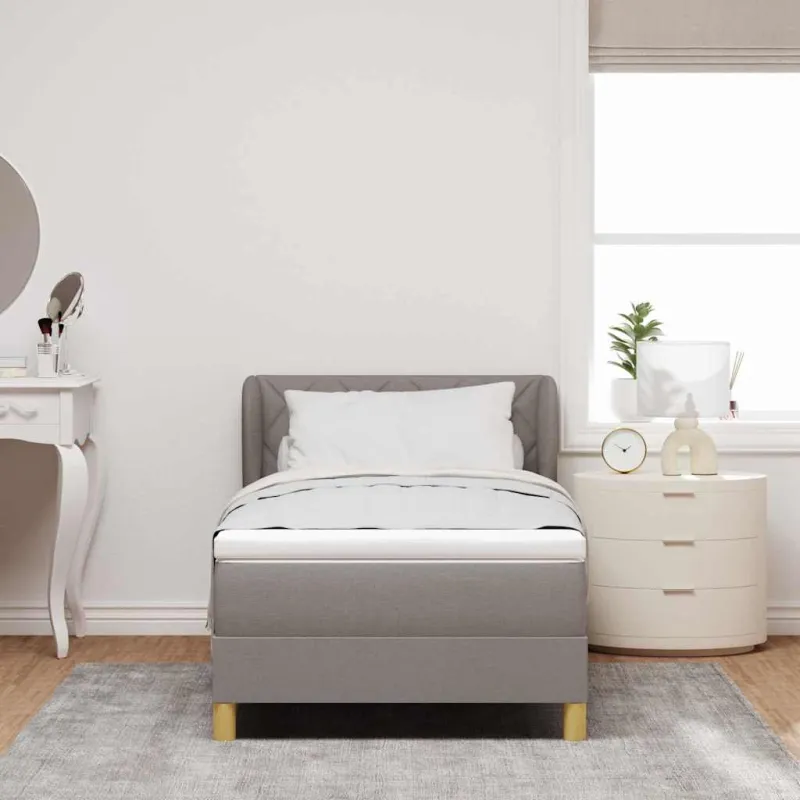 Kiemas lova su čiužiniu su galvūgalio Taupe 90 x 200 cm audinys